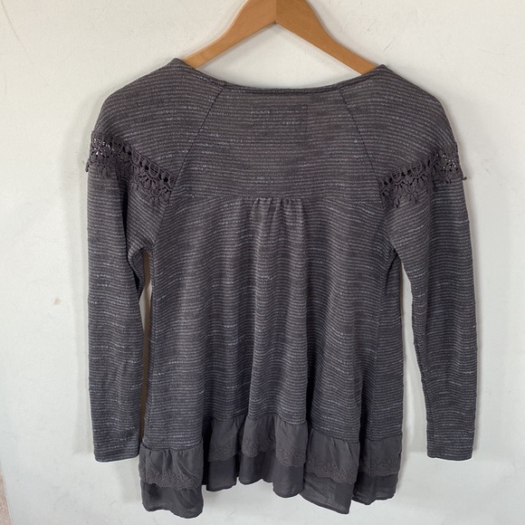 Gray Anthro Meadow Rue Greylace Popover Blouse, Size SP - Picture 5 of 10